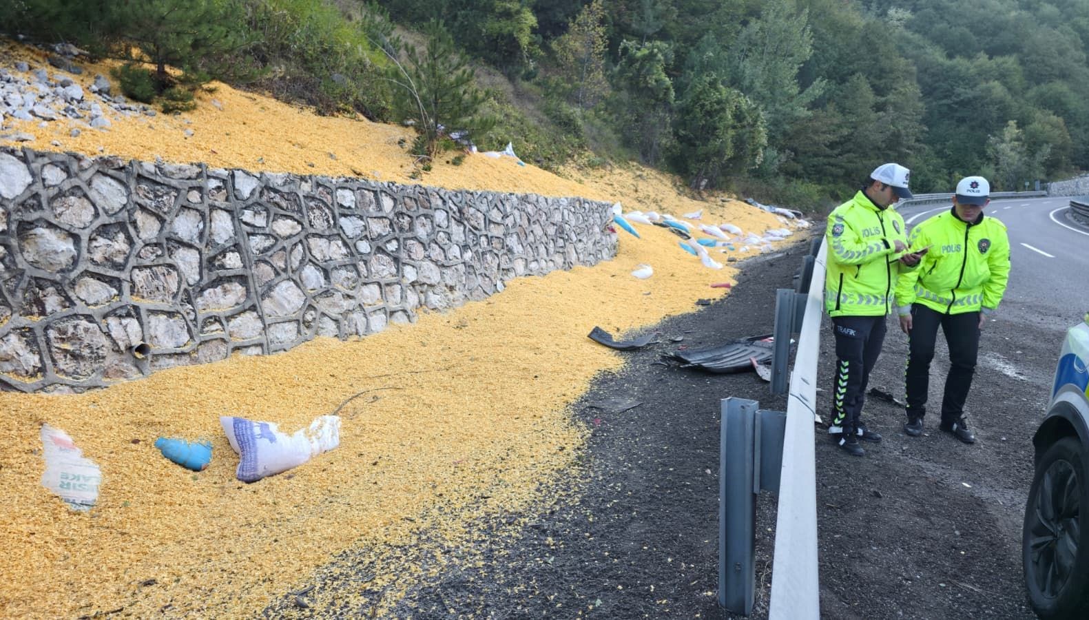 bursada hayvan yemi yuklu tir devrildi iki kisi agir yarali j7ECWiJh